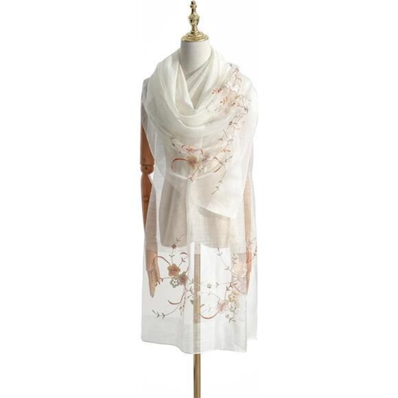 Women Silk & Wool Long and Large Scarf Shawl Wrap For Evening Dress - Picture 2 of 6